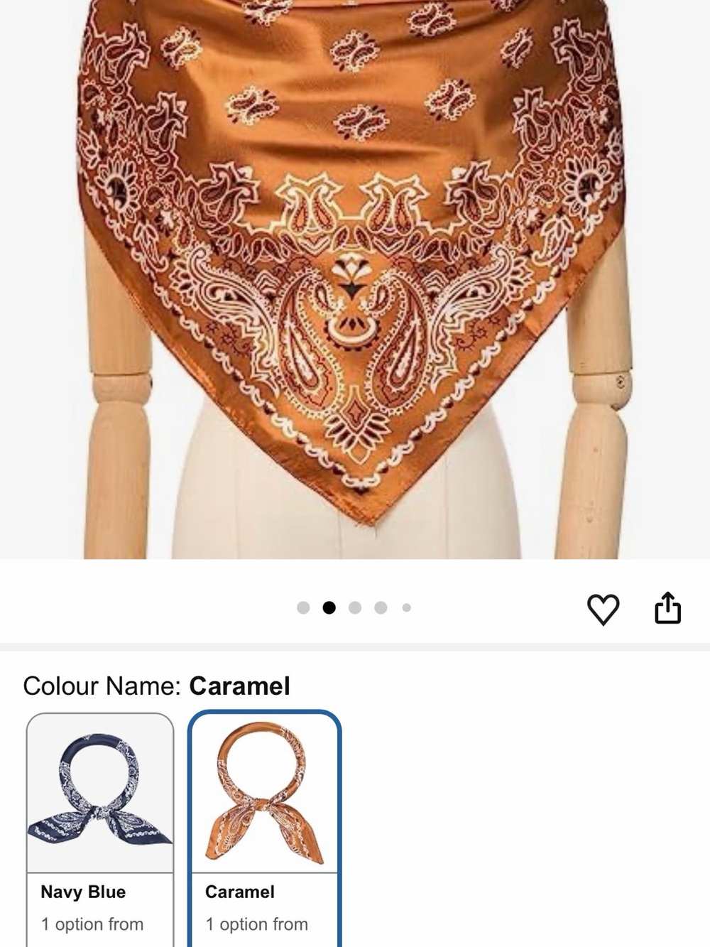 Caramel Paisley Silk Bandana Scarf - Women Accessories